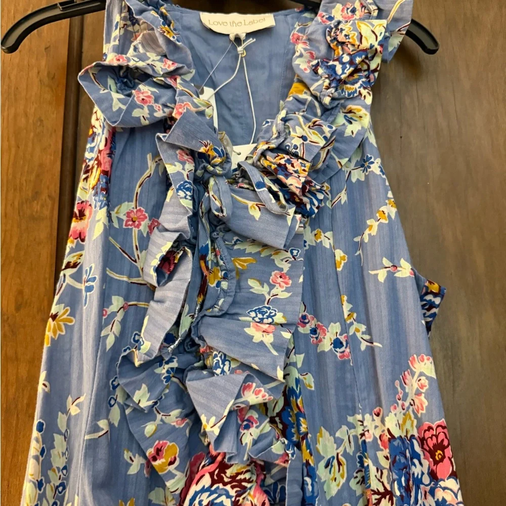 Floral Ruffle Mini Dress - Blue - Picture 3 of 4